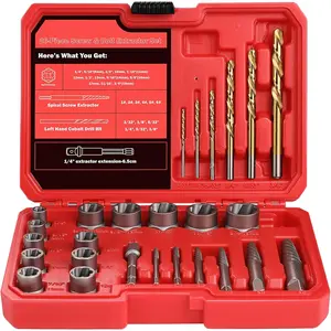 30 count Spiral Screw Extractor Bolt Extractor Set, 6542/4341 HSS Left Hand Drill Bit Set, Stripped Bolt Remover Borken Bolt Extractor Kit for Removing Nuts  with Solid Storage Case