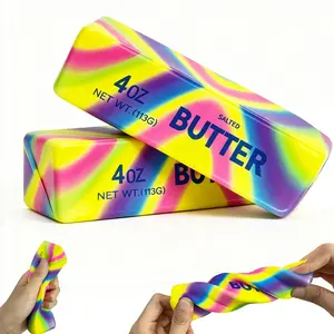 2PCS Butter Squishy Stress Toy, Realistic Butter Stick Fidget, Slow Rising Soft Squeeze Toy for Adults Stress Relief & Anxiety Relief, Sensory Desk Toy & Gift for Office Home
