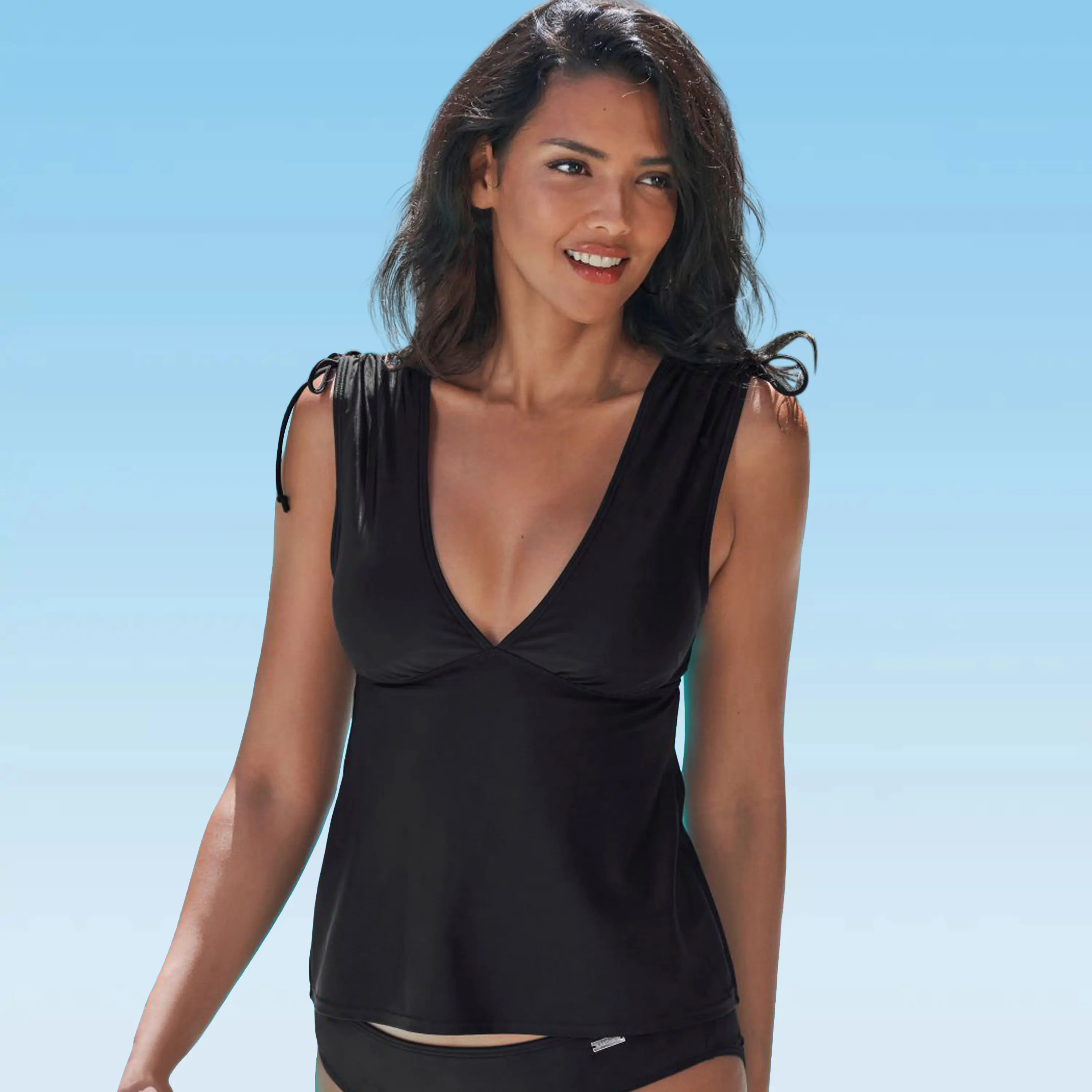 Women's Shoulder Detail Underwire Tankini Swimsuit Top