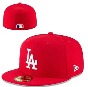 New Era 59FIFTY MLB NY Yankees LA Dodgers Black Fitted Cap, Flat Brim Baseball Hat Size 7 1/4 Urban Fashion