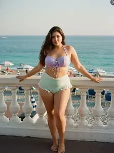 [PLUS SIZE] Lavender 1970s Mermaid Princess Shell Halter Bikini Set Sea Fancy Swimsuits Swimwear