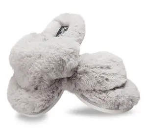 Memoi Women's Fuzzy Plush Thong Slippers
