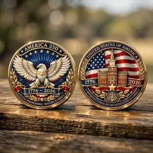 USA Independence 1776–2026 Liberty Bell Medal 3D, Patriotic Eagle Commemorative Coin for Collectors, Historic American Independence Souvenir 3D Coin