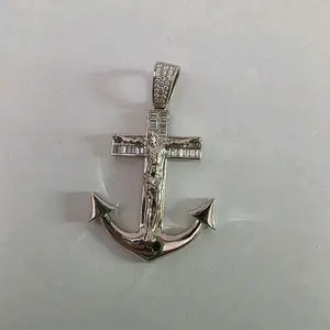 Ancla Pen - Cross Pendant with Jesus Design, Silver Color, 1 Piece