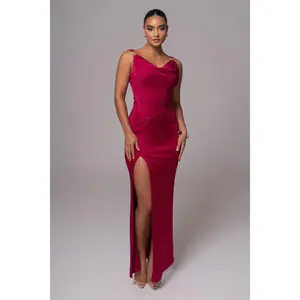 Berry Cowl Neck Chain Dress