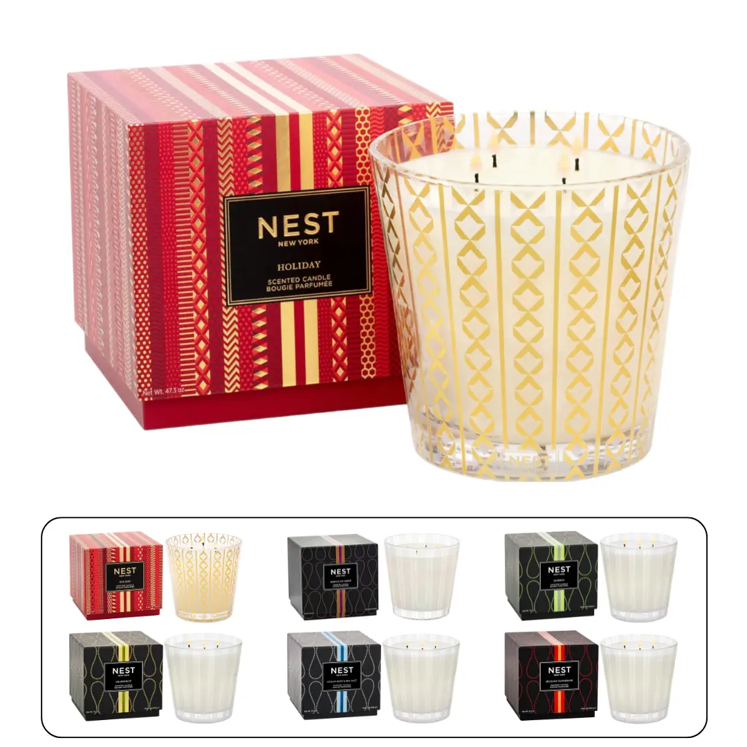 Nest New York Holiday Scented Candle 21.2oz | 3 Wick Nest Candle Non Toxic & Fresh | Enhance Relaxtion,Romance and Fragrance Glass Scented | Gift Valentine