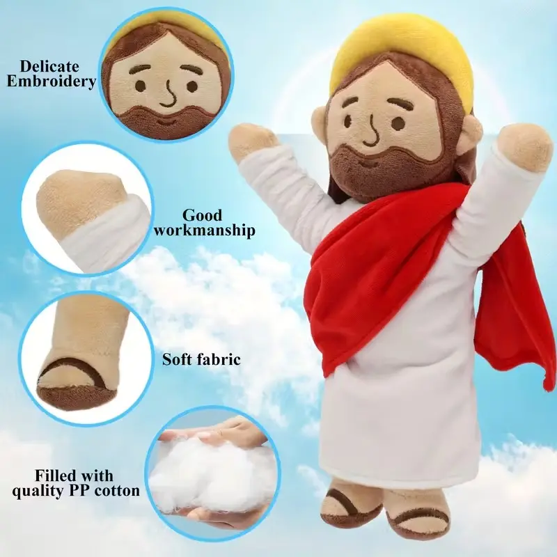 Blessing and Glory Jesus Plush Toy, Soft Stuffed, Soft Huggable, Soft Fabric, Prayer Theme Religious Toy, Suitable for Church, Sunday School, Christmas, Easter, Home Decor, Motivational Gift