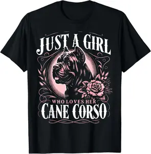 Cane Corso Just A Girl Who Loves Her Cane Corsos Dog Summer Casual Shortsleeve Cotton T-Shirt