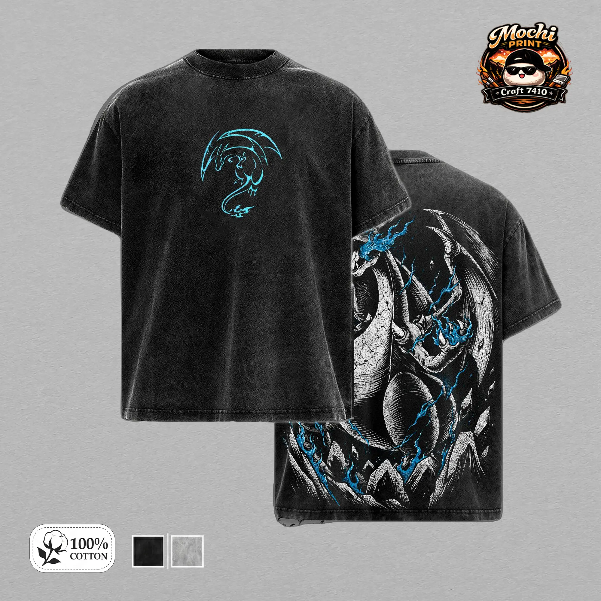 [COLLECTION] PKM - GreninjaPokemon , MegaLucarioPokemon , GyaradosPokemon ; CharizardPokemon Anime T-Shirt Vintage Acid Wash Oversized Graphic Tee Streetwear Collection Gift