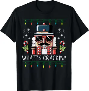 Cotton(pure) Christmas Nutcracker Whats Crackin Funny Xmas Men Women Kids T-Shirt