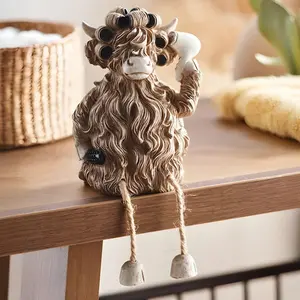 Creative Highland Cow Design Ornament, Cute Desktop Statue for Living Room & Bathroom, Ideal Gift for Birthday & Holiday, Interior Ornaments Statues, Sculpture Desk Decor, Home Decor Ornament