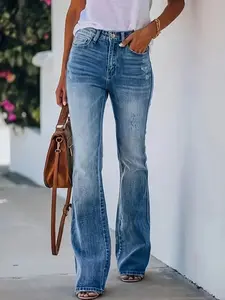Ladies Stretch Denim Flared Pants, Comfortable Slim Bootcut Jeans Perfect for Everyday Casual Outfits