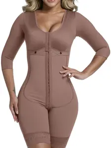 Women's Tummy Control Butt Lifting Shapewear Bodysuit, Fajas, Long Sleeve Sculpting Body Shaper, Silicone Anti Slip Lace Trim Full Body Shaper, Colombian Shapewear, Postpartum Cincher, High Waist Shaper, Perfect for Daily Wear & Office Use