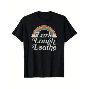 Funny Goth Gothic Parody Rainbow Lurk Laugh Loathe T-Shirt, Suitable for Mens & Womens Outdoor T-Shirt, 100%cotton, S-XXXL
