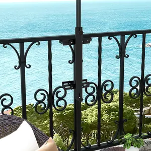 SAVETOUR Outsunny Steel Patio Umbrella Holder, Low Weight Deck Mount Bracket with Adjustable Clamps, Tool-Free Install for Railing, Balcony Fences