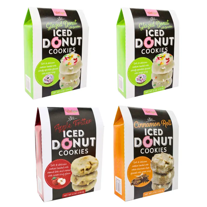 Too Good Gourmet Donut Shoppe Cookies 4-Pack Variety Glazed Donut Cinnamon Roll Apple Fritter Soft Chewy Sweet Assortment Perfect for Morning Coffee or Anytime Treat