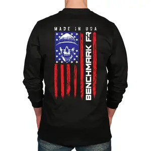 FR Benchmark Skull Flag Flame Resistant Long Sleeve Sweatshirt   Casual Tops for Men & Women, Cotton Fabric  Sweatshirt