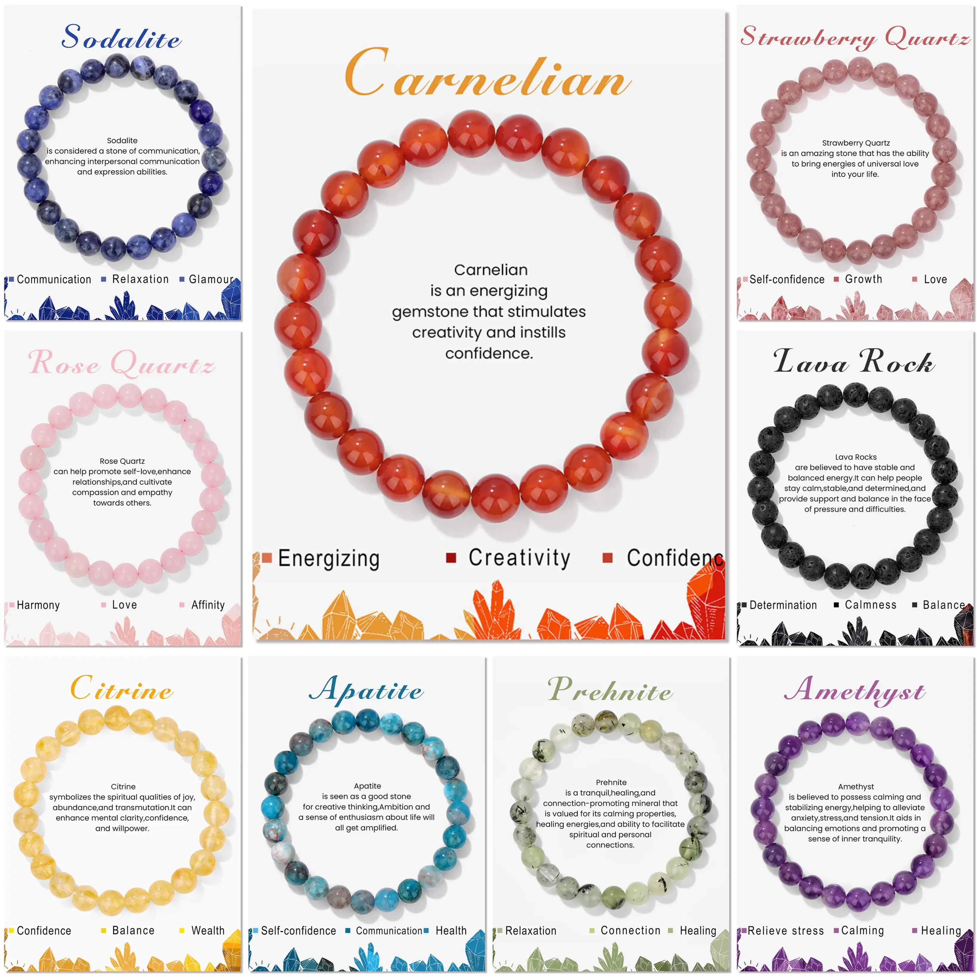 Crystal Beads Bracelet Amethyst Fluorite Tourmaline Men Women's Bangle Jewelry