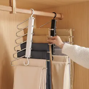 Stainless Steel Foldable Pants Hanger Non-Slip Multi-Functional Home Storage Space-Saving Hanger for Closet Organizing Anti-Scratch Laundry Rack