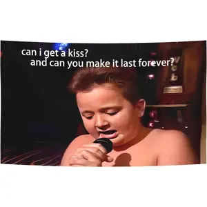 Romantic 'Can I Get A Kiss?' Gibby Tapestry - Soft Polyester, Peach Skin Fabric, Black with White Text, Horizontal Landscape Design - Ideal for Bedroom & Living Room Decor 40*60INCH