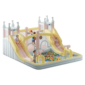 #Summervibes ALBOTT 7 Different Sizes Inflatable Bounce House, Water Slide with Jumping Area, Climbing Wall, Splash Pool and Water Gun, Indoor Outdoor Jumper for Kids 3-12, Air Blower Included, Mothersdaygift