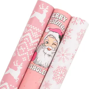 Funny Christmas Wrapping Paper - Mini Roll - 3 Rolls - 17 Inches X 120 Inches Per Roll - for Men Adult Women -  for Holiday Birthday, Party,  Shower