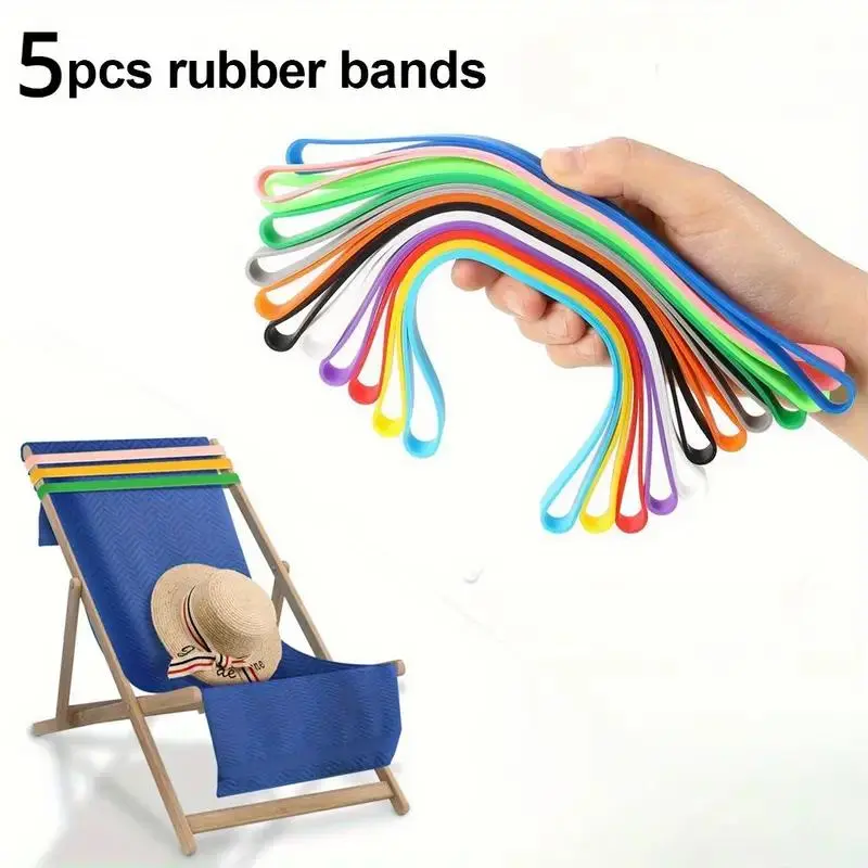 Random Color Silicone Beach Towel Belt, 5 Counts Windproof Beach Towel Belt, High Elasticity, Bright Colors, Secure Fixation, Beach Adventure Essentials, Organiser, Beach Organizer, Beach Supplies
