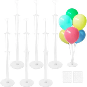 6 Sets Balloon Sticks with Base,Balloon Stand Kits,Balloon Stands with Base for Table Center Floor Birthday Wedding Party Decorations