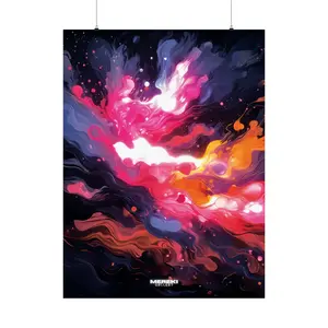 Vibrant Cosmic Dance - Abstract Digital Artwork | Mereki Gallery | Energy Flow Wall Art | Modern Home Decor | Unique Colorful Painting Print