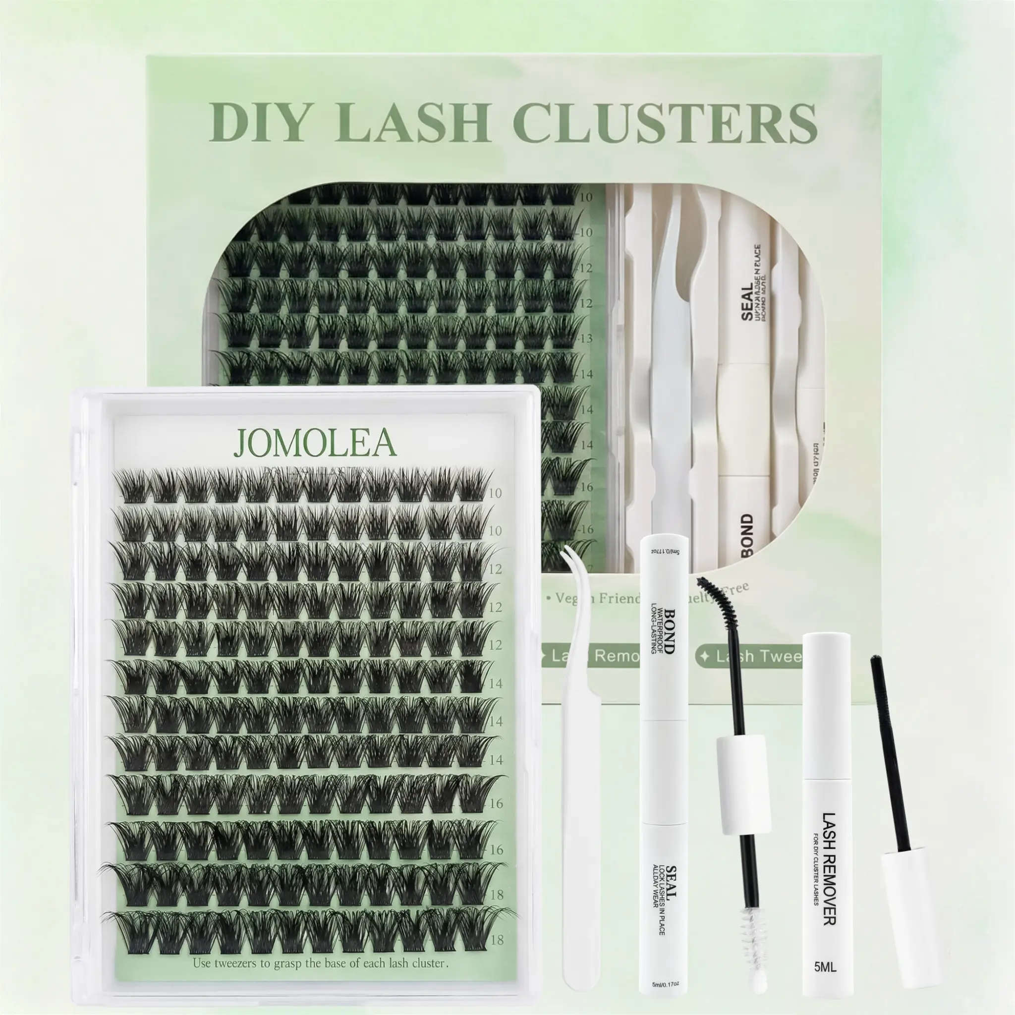 SOSIAYCICI DIY Lash Clusters Kit 10-18MM Mixed LengthEyelash Set eyelash  inclued WaterproofStrong Hold 2-in-1 Bond &Seal Glue,Remover & Tweezer Suitable for Women Spring Makeup Suitable For Eyelash Extension Beginners Natural Thickening Blend