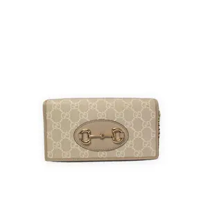 Pre-owned GUCCI GG GG Supreme coated canvas with leather trim Shoulder Bags Horsebit 1955 Beige/Ebony with light leather trim Very Good S014260405342