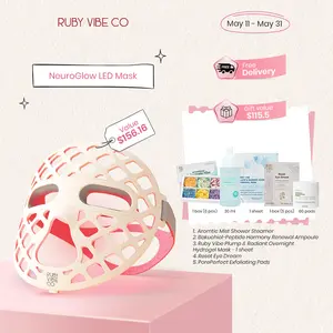 [RUBY VIBE CO] NeuroGlow LED Mask Portable Rechargeable Beauty Device with Adjustable Straps Multiple Light Modes USB Rechargeable 2600mAh Battery IP67 Waterproof