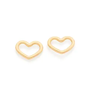 Rommanel - 18K Gold-Plated Small Heart Stud Earrings - Hypoallergenic Everyday Jewelry