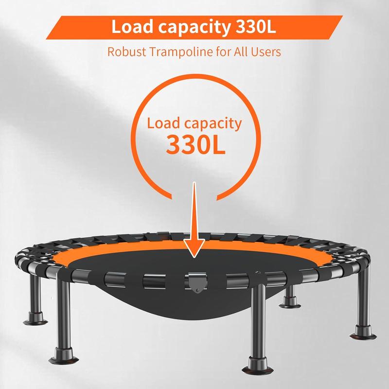 40"/48" Foldable Mini Trampoline Load 330lbs, Portable Exercise Rebounder with Durable Bungee Band, Fitness Trampoline for Adults and