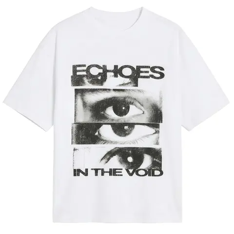 Echoes In The Void Graphic T-Shirt, Artistic Eye Print Retro Glitch Art Tee, DTF Print,Unisex Breathable Casual Classic Soft Cotton Crew Neck Streetwear Top, Gift for Men & Women