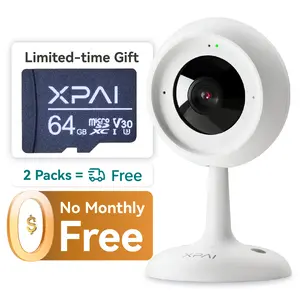 【2026 BIG DEALS】XPAI H30C Indoor Camera for Home 2.4G 3MP No Subscription Baby Monitor with 2-Way Audio Night Vision Human Motion Detection Free 64GB Card for Home Security