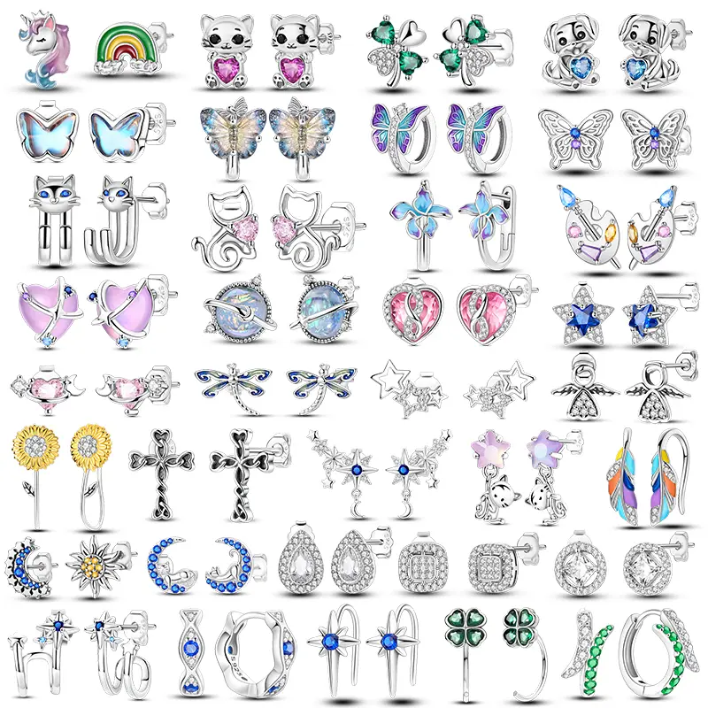 925 Sterling Silver Stud Earrings for Women, Dazzling Zircon with a Cute Halo Pattern, Lovely Fashion Jewelry Gift, Cute Pattern