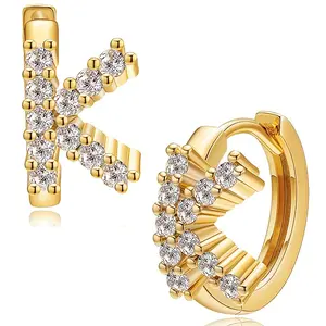 Letter Cubic Zirconia Huggie Earrings Tiny Earrings Small Huggie Hoop Earrings Simple Lightweight Hoops Gift for Women