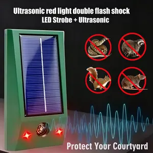 Solar Animal Repeller, Variable Frequency Ultrasonic + LED Flash, Ip66 Waterproof, 200 Sq Ft Range, Garden, Farm, Yard Pest Control, Electronic Pest Repellent