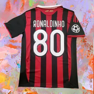 2009/10 AC Home No.80 Ronaldinho Retro Short Sleeves soccer jersey