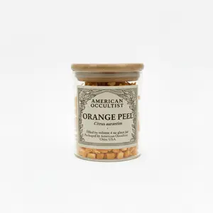 American Occultist Orange Peel Jar Citrus sinensis for Luck Road Opening Abundance Cleansing 4 oz Glass Jar with Bamboo Lid
