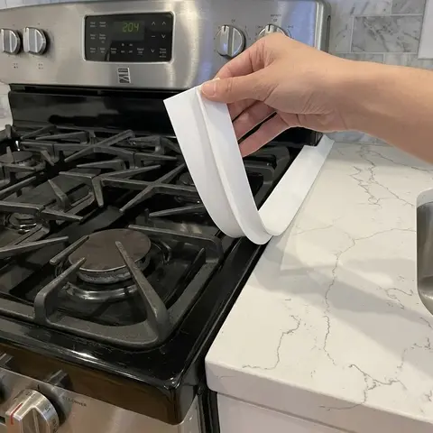 1Pc/2Pcs Silicone Stove Gap Cover - Heat Resistant Kitchen Gap Sealing Strip, Oil & Dirt Proof Flexible Countertop Filler for Gas Stove, Easy Clean Kitchen Gadget