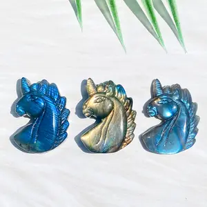 Strong Flash Labradorite Unicorn Carving High Quality Natural Healing Crystal Gorgeous Stone Gemstone Jewelry Energy Love Girlfriend Boyfriend Souvenir Valentine Anniversary New Year Christmas Halloween Birthday Gift