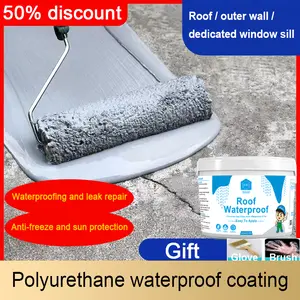 Waterproof Coating, Gray Waterproof Coating 1.1 lb, suitable for exterior use, roofs and walls, cold and heat resistant. tiktokshopspringglowup