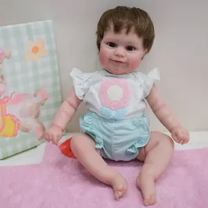 20-Inch Unisex Lifelike Reborn Newborn Baby Doll, Rooted Brown Hair, Brown Eyes, Soft Cloth Body, Magnetic Pacifier, Bottle & Birth Certificate, Kids’ Birthday Gift, Newborn Baby Stuff