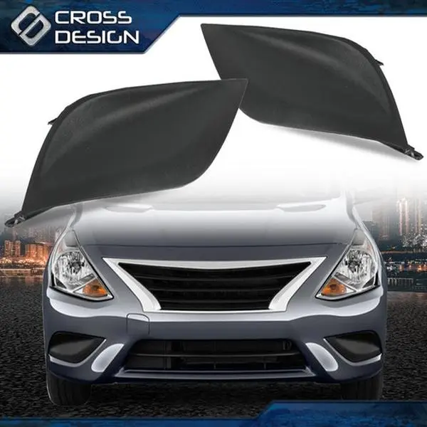 CROSSDESIGN Car Replacement Fog Lamp Bezel Covers, LH & RH Set, Compatible with 2015-2019 Nissan Versa 4DR Sedan