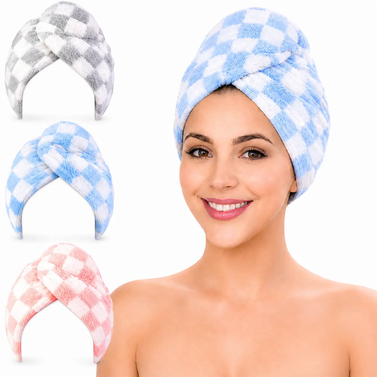 Fast Dry Hair Towel Wrap (2 Pack) + Scrunchie | Soft Microfiber