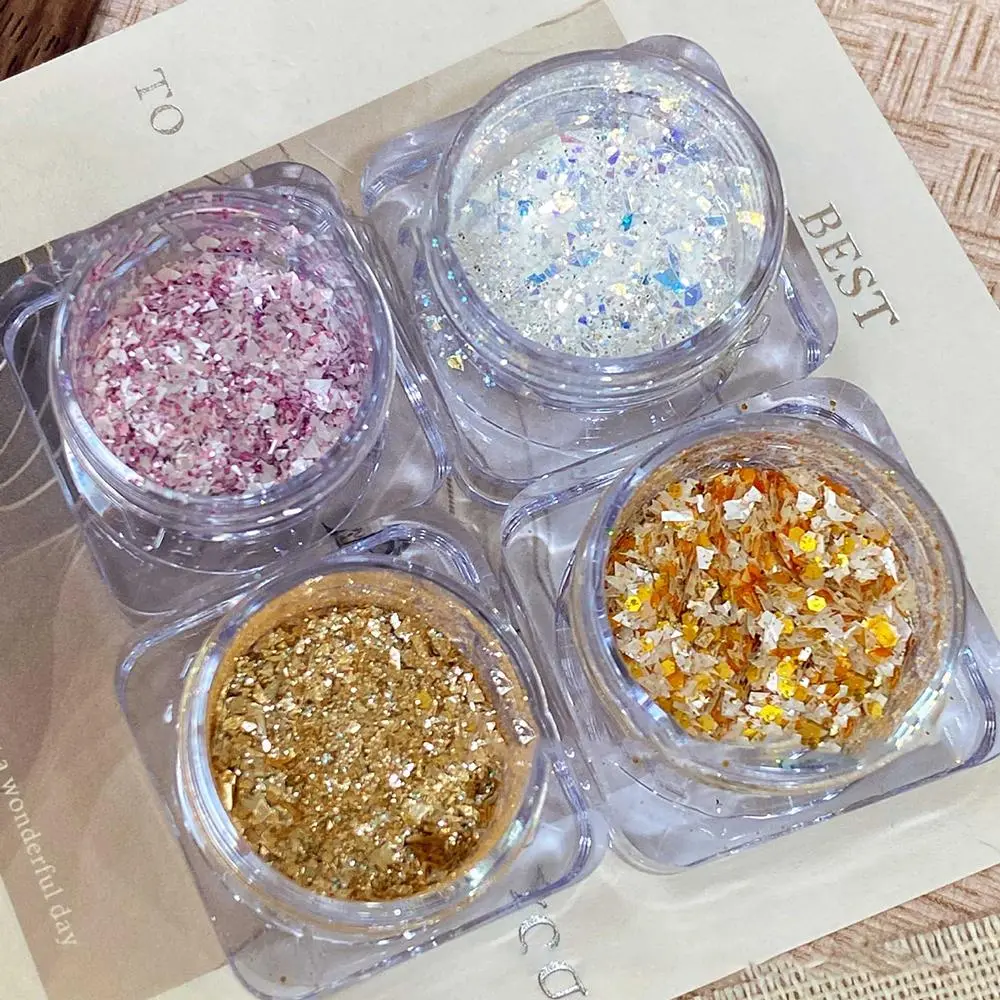 1/4Jar Sparkling Aurora Nail Art Sequins Sliver Gold Foil Fine Glitter Fragments Nail Flakes DIY Manicure Decoration Powder^2026