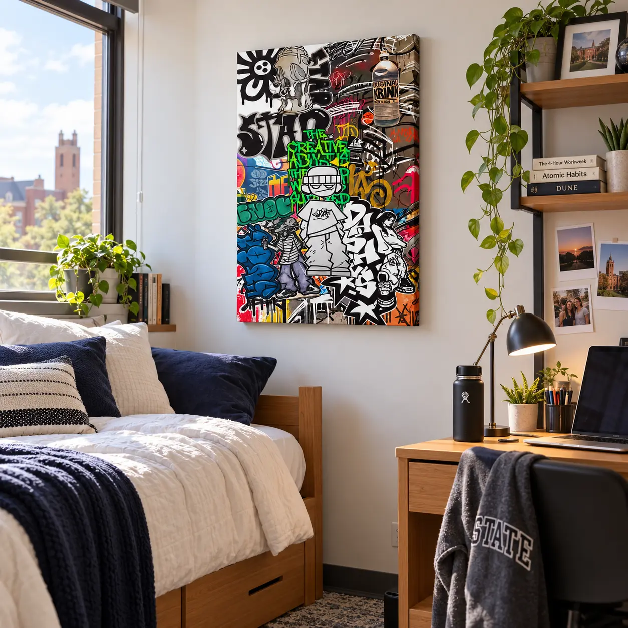 Graffiti Canvas Wall Art, Urban Street Art Poster, Hip Hop Wall Decor, Colorful Graffiti Art Print for Bedroom, Game Room, Dorm, Living Room, Modern Urban Canvas Artwork