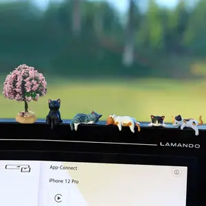 Cute Cat Dashboard Ornament for Car Interior Decoration, Soft Stuffed Animal Figure, Adorable Lying Decor, Laptop Screen Companion, Vehicle Desktop Plush Toy Women Men table porch decor ceiling Elegant Glass Crystal Rose yard outdoor patio privacy dried